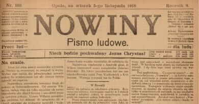 Z dawnej prasy śląskiej: “Nowiny – pismo ludowe” 1918 Z dawnej prasy śląskiej: “Nowiny – pismo ludowe” 1918
